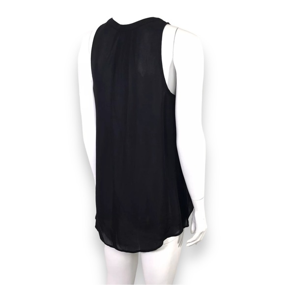 Joie Aruna Split Neck Silk Sleeveless Top Black & White Sheer Tank Top size XS - Picture 7 of 14